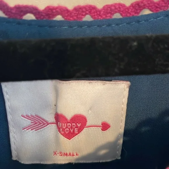 Buddy Love Blue and Magenta Embroidered Boho Hippie Summer Sundress XS - Picture 4 of 9